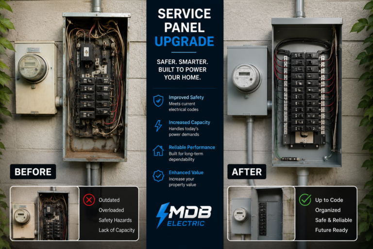 Electrical panel before and after upgrade