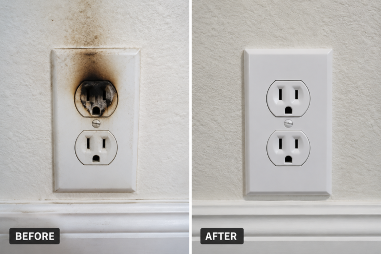 Damaged outlet replaced with a new one