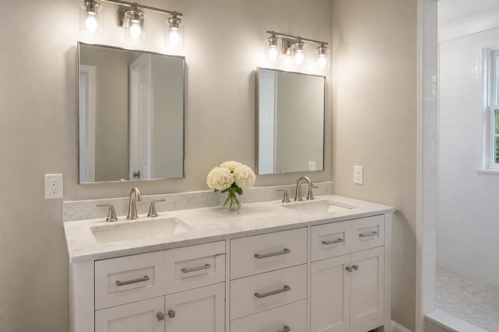 Bathroom vanity lighting and GFCI outlets