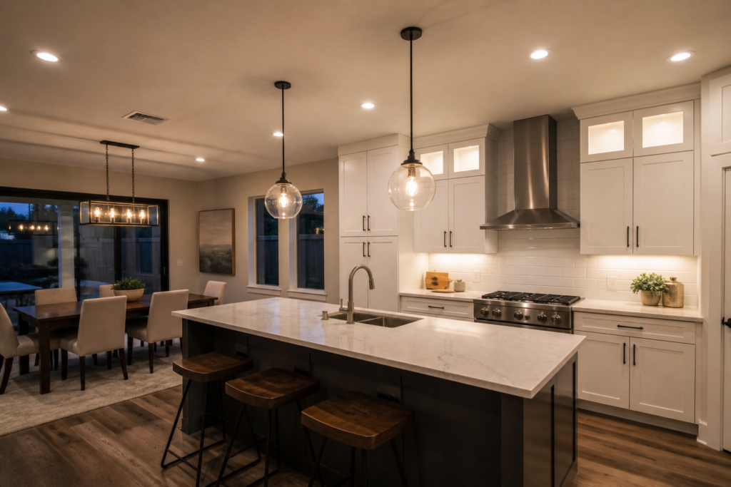 Kitchen LED recessed and pendant lighting